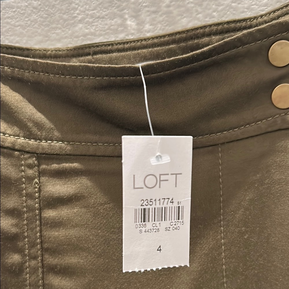 ANN TAYLOR LOFT  Olive Green Wrap front Women's Skirt - Picture 6 of 11